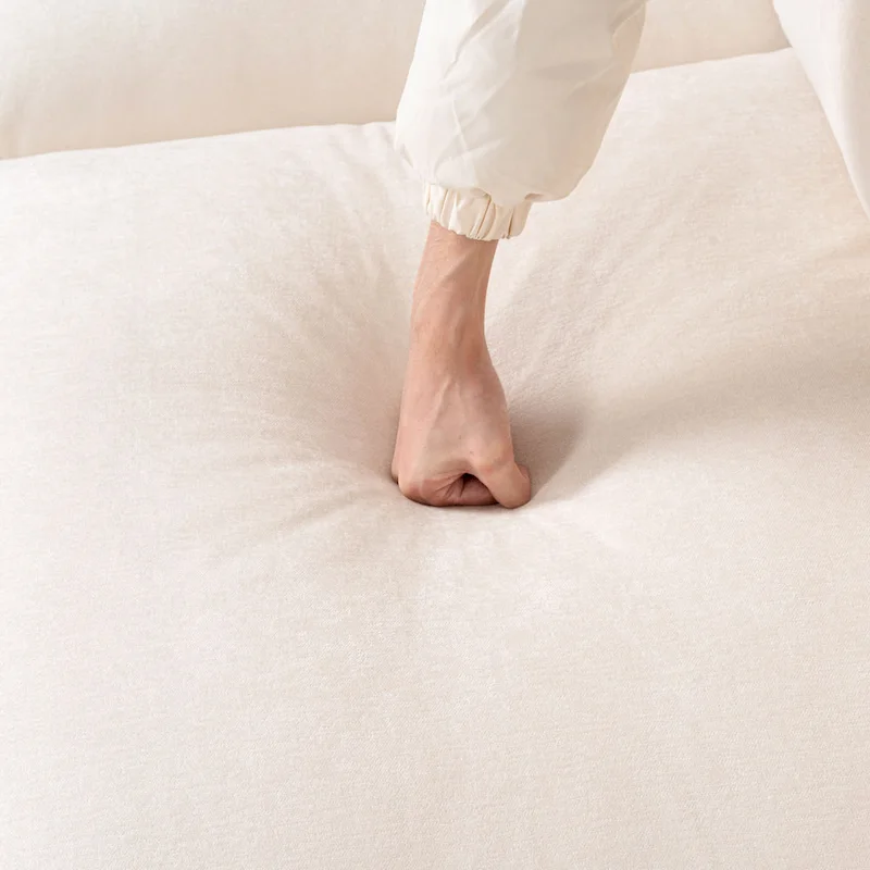 93.31 Faux Linen Modular Sectional Sofa with Ottoman, Wood Frame