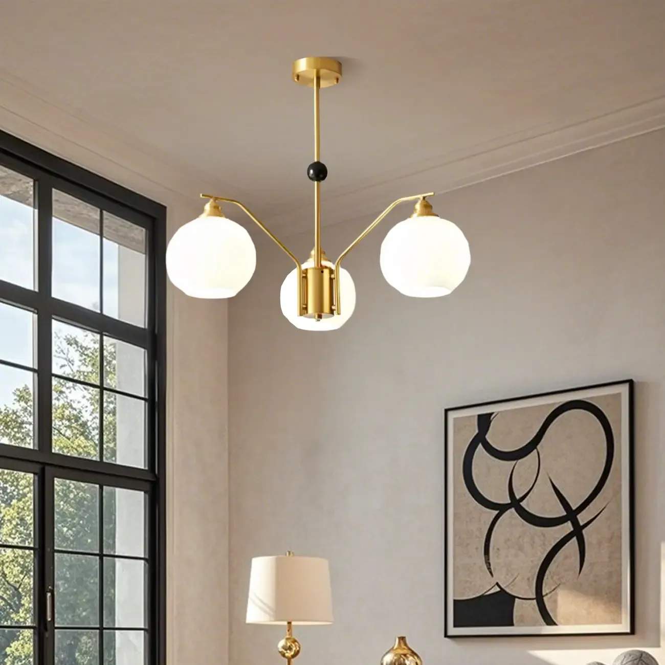 Modern 8-light Glass Globe Chandelier with Adjustable Height