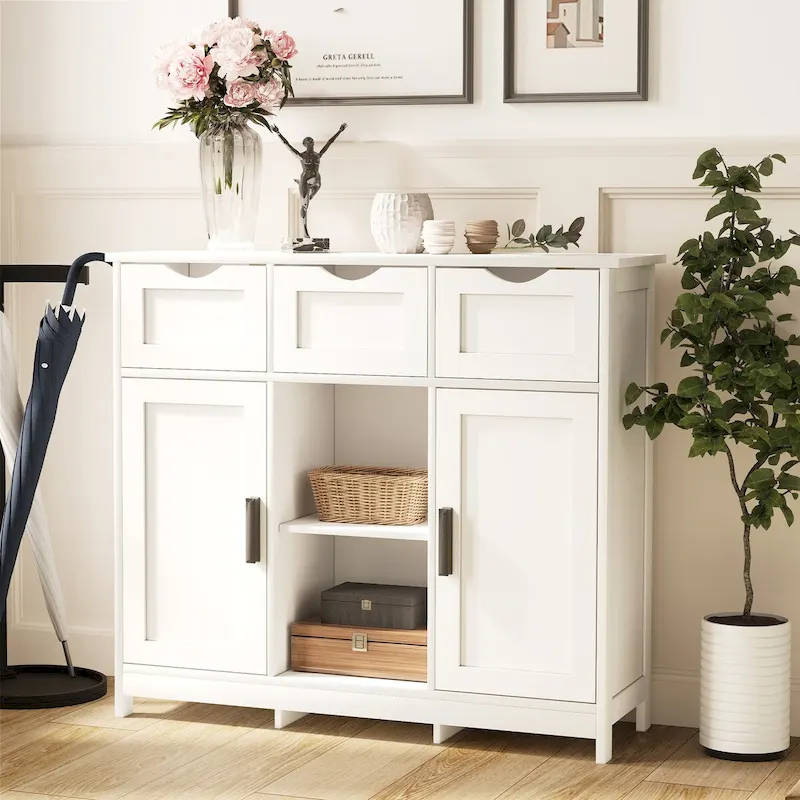 Wooden Floor Cabinet,with Drawers and Shelves Storage Cabinets,Accent Cabinet for Living Room,Bedroom