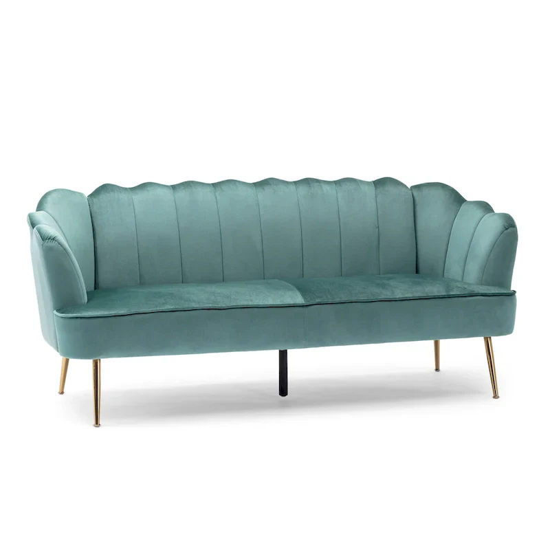Reitz Glam Velvet Shell 3 Seater Sofa by Christopher Knight Home - 76.25 L x 29.25 W x 33.50 H