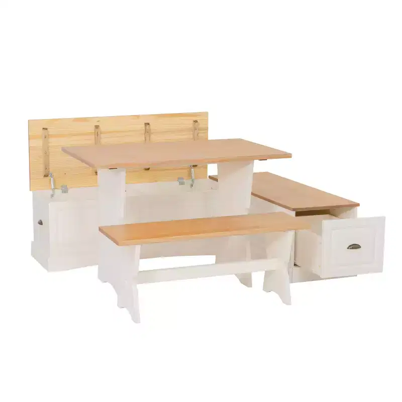Linon Colby Backless Nook Dining Set White Honey