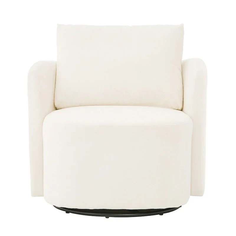 360 Swivel Chair, 29.9 Accent Barrel Armchair, Upholstered Swivel Sofa Chair with Curved Design