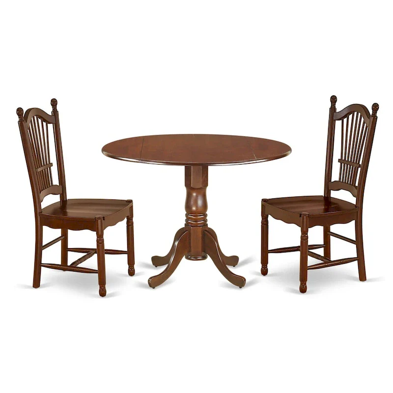 East West Furniture Kitchen Table Set - a Round Dining Room Table and Dining Chairs, Mahogany (Pieces Options)