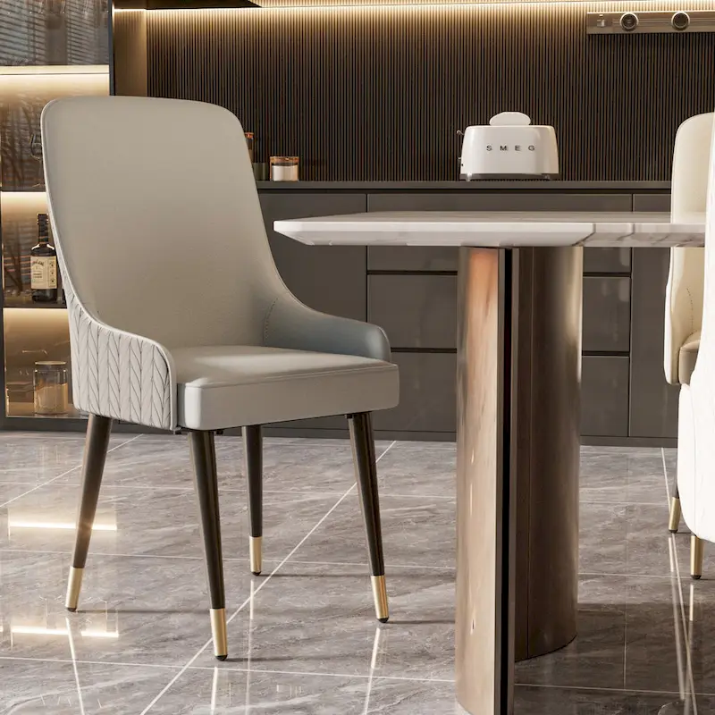 Modern PU Leather Dining Chair with Metal Legs - 17x17x36