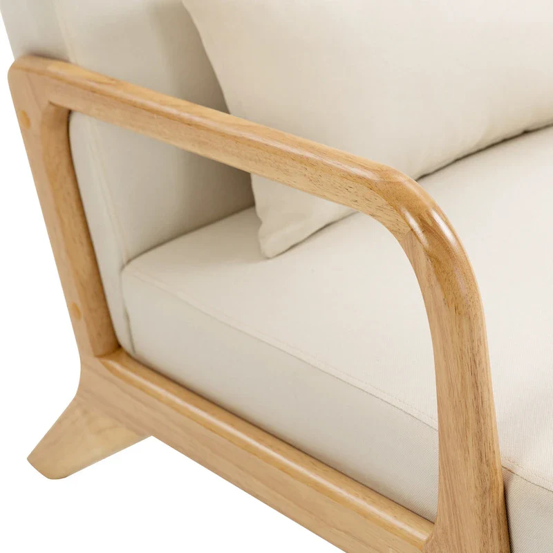 Mid Century Modern Upholstered Accent Chair with Pillow