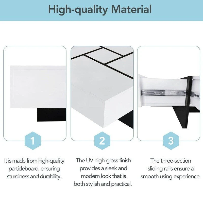 Unique Design Coffee Table with Extendable Sliding Tabletop