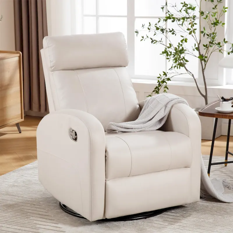 Faux Leather Swivel Rocking Recliner - Single Seater