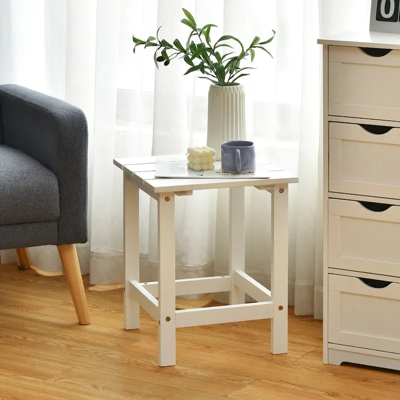 Costway Patio 15 End Side Coffee Table Square Wooden Slat Garden Deck - See details