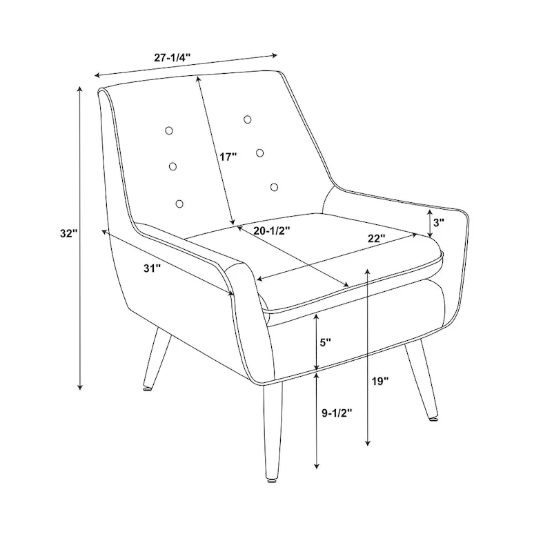 Bright Blue Button Tufted Accent Chair with Blonde Legs