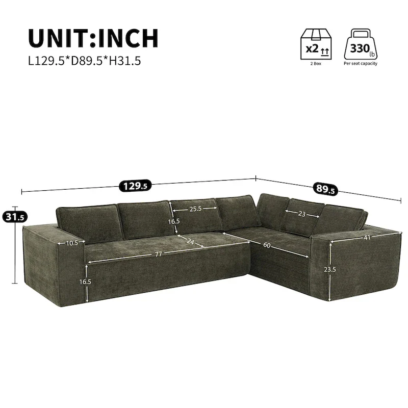 L-Shaped Modular Sectional Sofa, Chenille Cloud Sofa Set