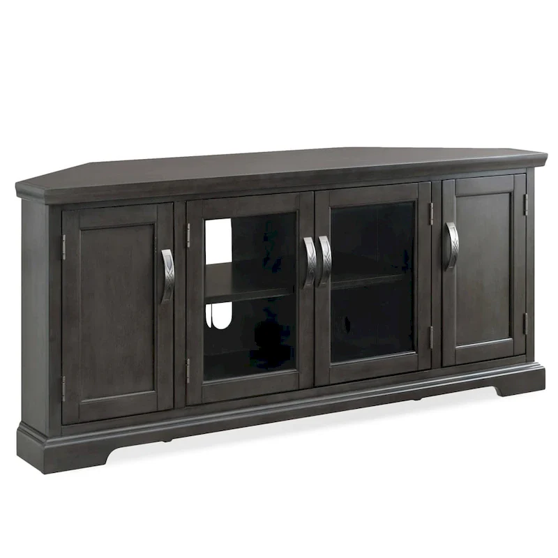 Grey Corner TV Stand with Enclosed Storage & Adjustable Shelves – Single