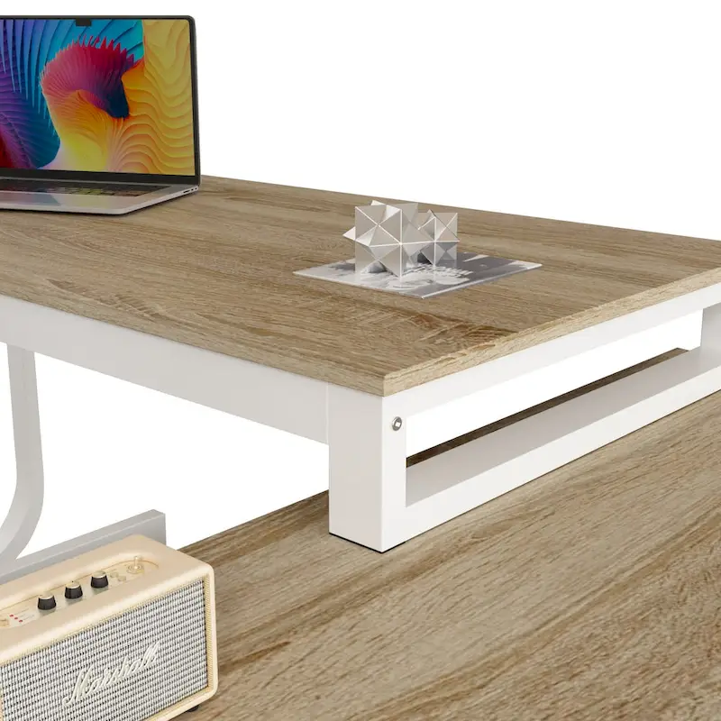 Timechee 55-inch L Shaped Office Computer Desk w/ Drawers, Wood