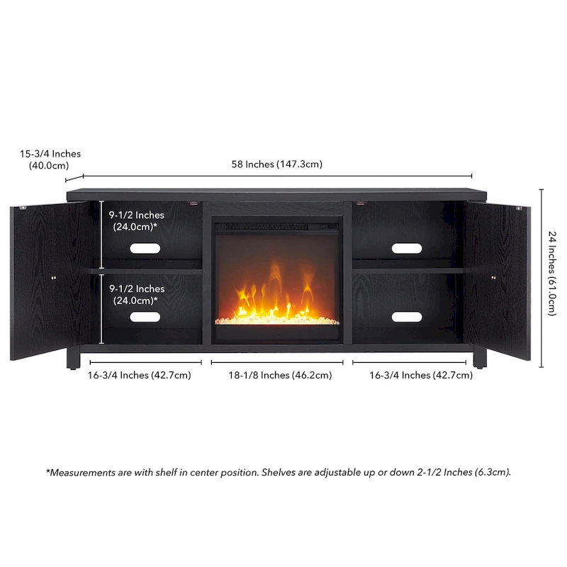 Juniper 58 TV Stand with Crystal Fireplace Insert