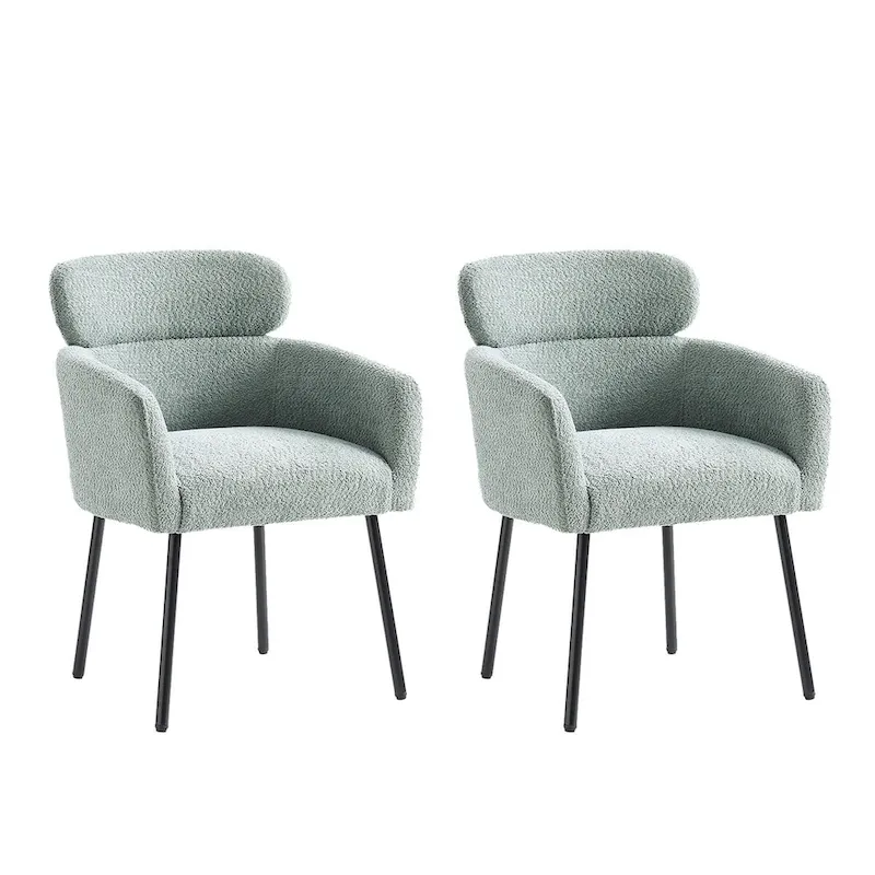 Amos Modern Boucle Dining Chair with Adjustment Feet Set of 2 by HULALA HOME