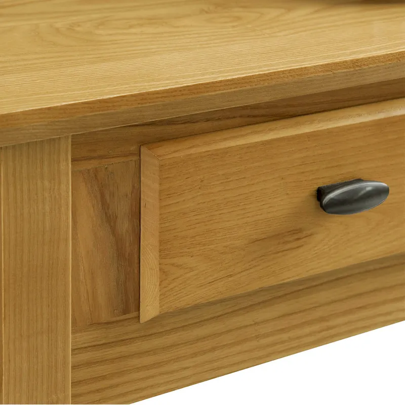 Solid Ash Wood Console Table with 2 Drawers & Open Shelf – 2 Finishes