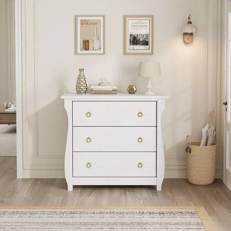 Drawer Dresser, Modern Fluted Dressers for Bedroom with Wood Top, Wooden Dresser & TV Stand,Clothes Storage for Living Room,Hallway