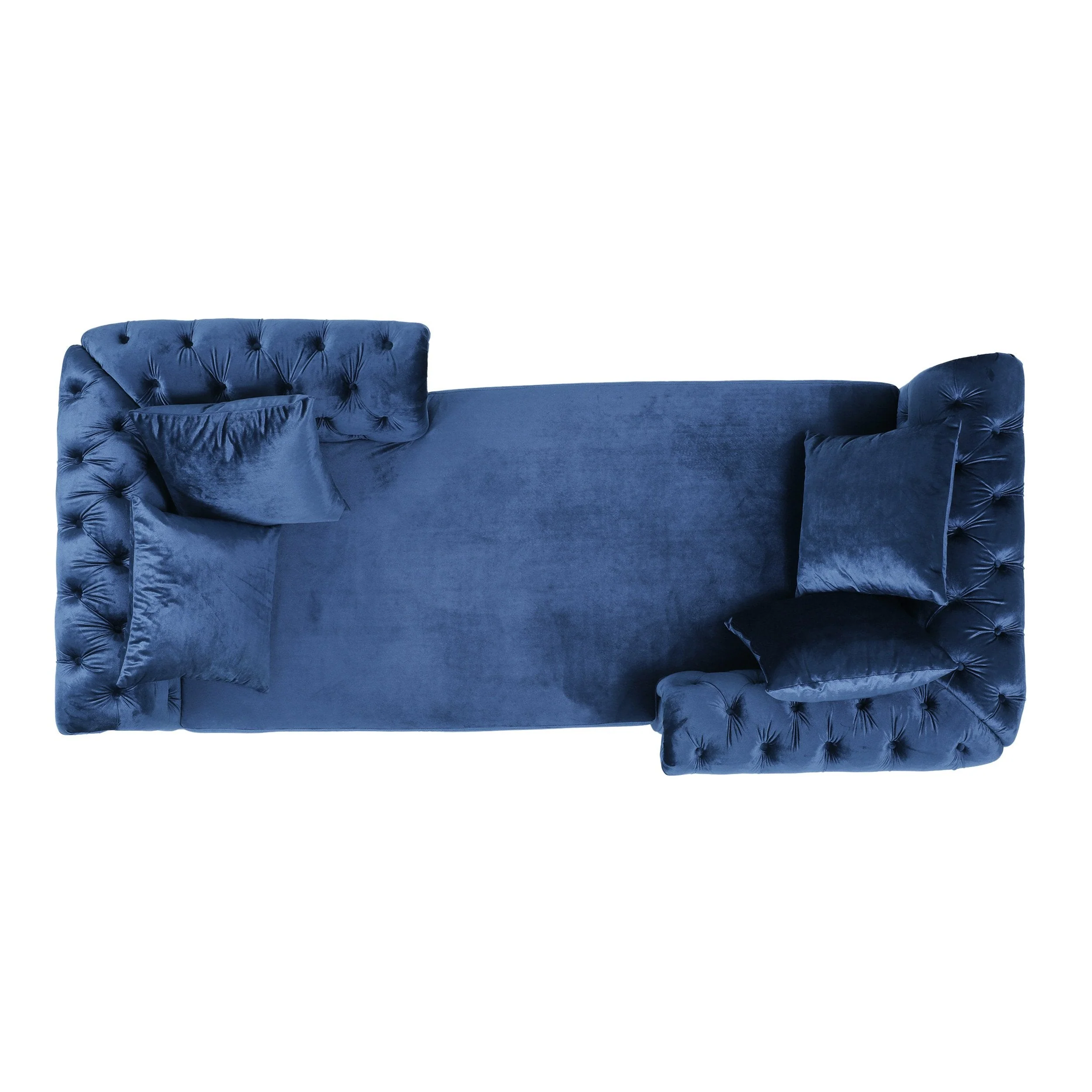 Modern Glam Tufted Velvet Tete-a-Tete Chaise Lounge with Accent Pillows - NH838413