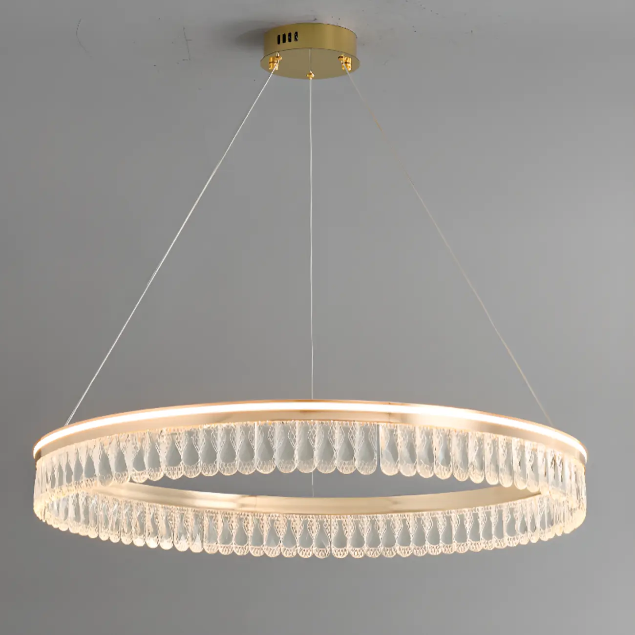 Dimmable Circle Gold Crystal Modern LED Chandeliers