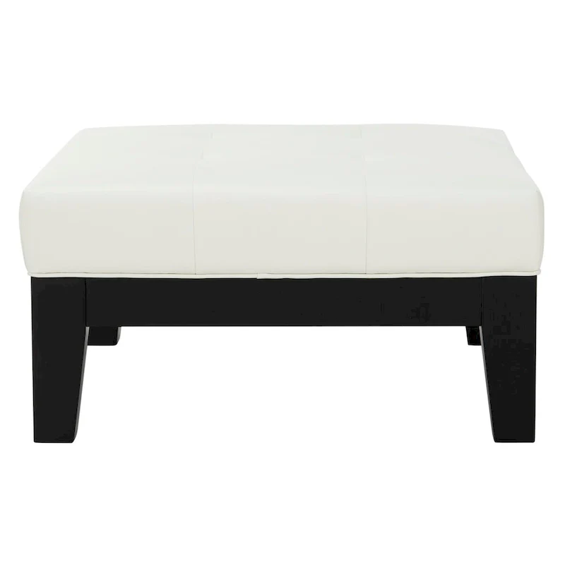 Perri Square White Leather Ottoman