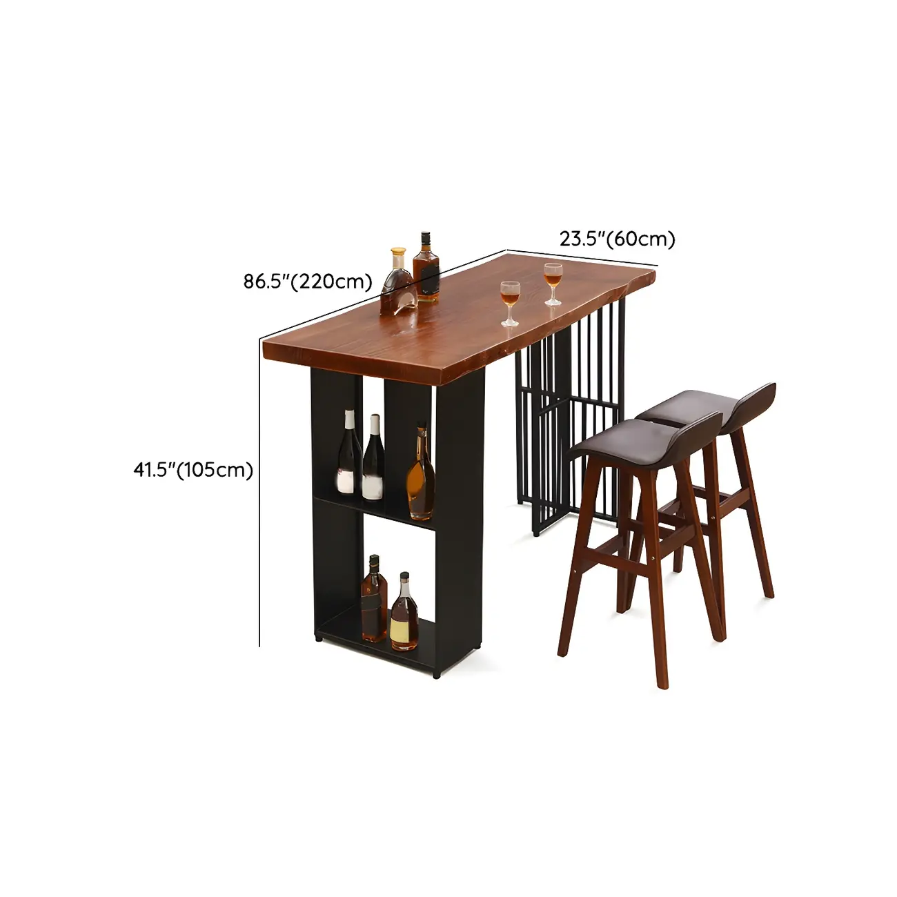 Industrial Brown Wood and Iron Structure Bar Tables