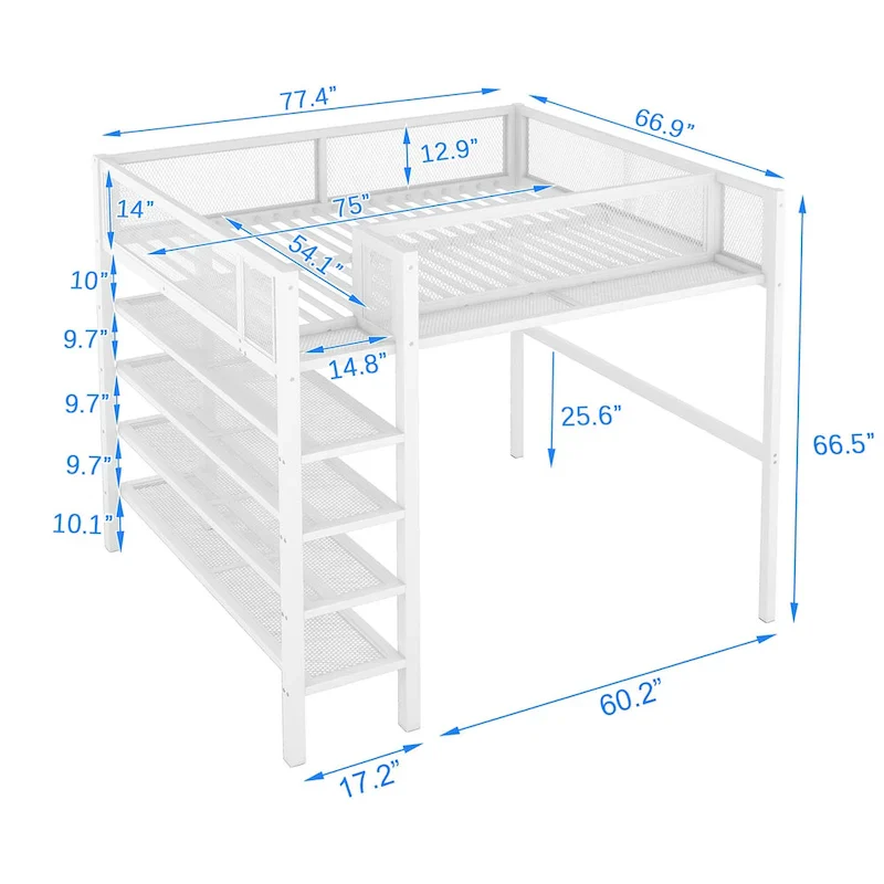 Full Metal Loft Bed with Workstation