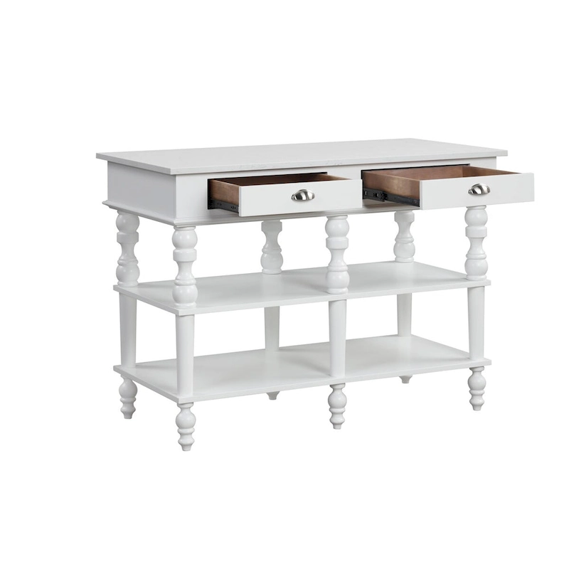 Leota White 2-Drawer Kitchen Island