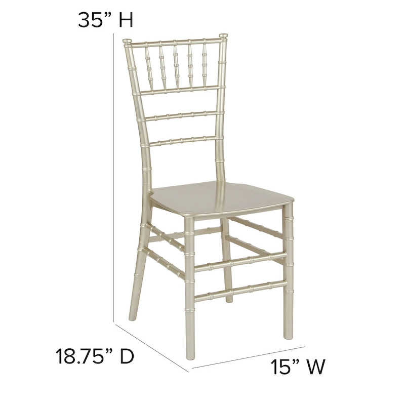 Resin Stackable Chiavari Chair - 15W x 18.75D x 35H - 15W x 18.75D x 35H