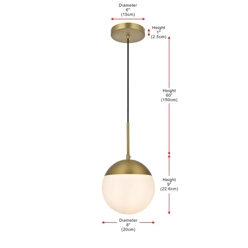 Frosted White Glass 1-Light 8-inch Pendant