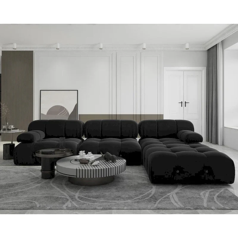 Modern Velvet Upholstered Large Modular Sectional Sofa