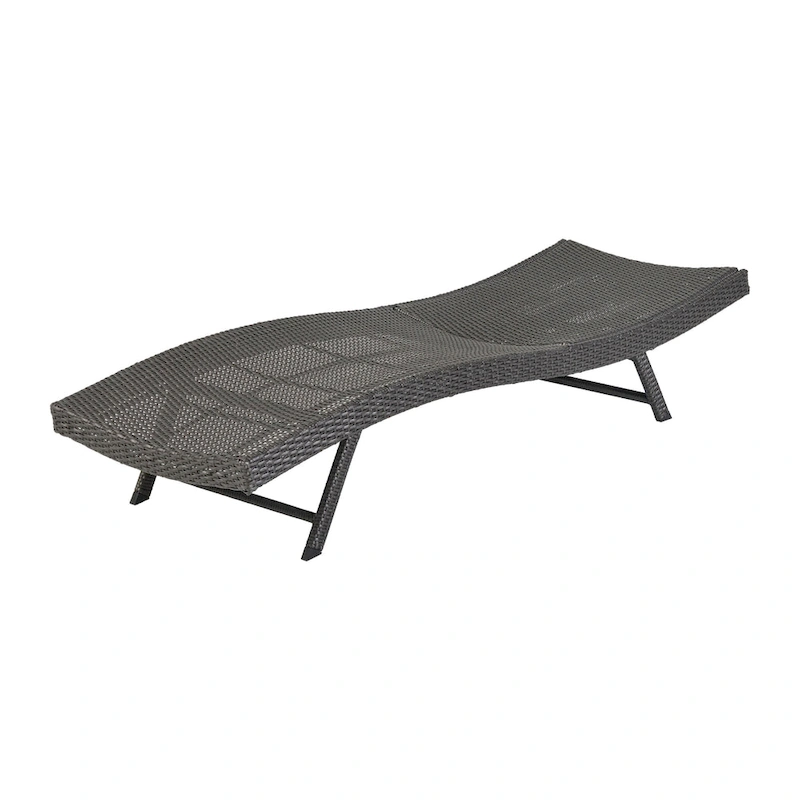 Stela Outdoor Lounge Chaise, Gray Rattan Wicker, Adjustable, 79 Inch