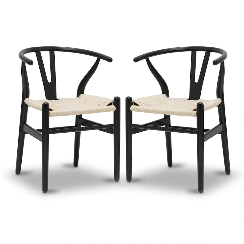 Poly & Bark Weave Chairs - Solid Wood Frame (Set of 2)