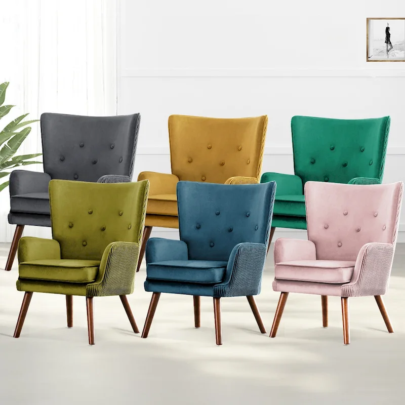 Velvet Wingback Accent Chair, Set of 2 – Multiple Colors