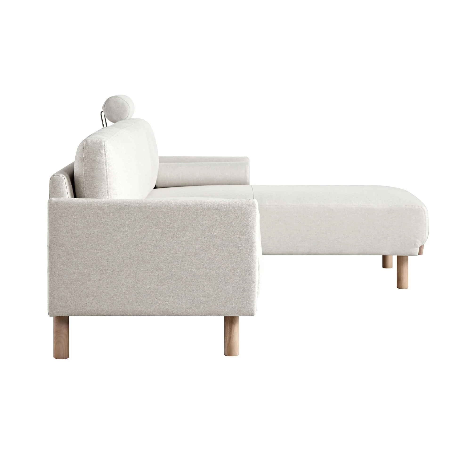 Oatmeal Fabric Sofa, Large 3-Seater Chaise Sofa Right Hand Facing