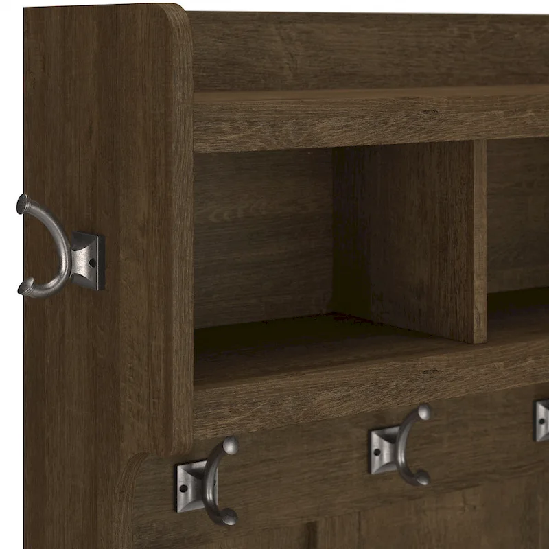 Woodland 40W Hall Tree and Shoe Bench with Shelves by Bush Furniture