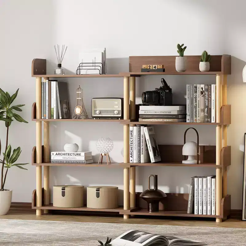 4 Tier Wooden Open Bookcase, 30.7 to 55.1 Wide Expandable Bookshelf, Freestanding Display Shelf, Utility Organizer Shelves for Living Room Office