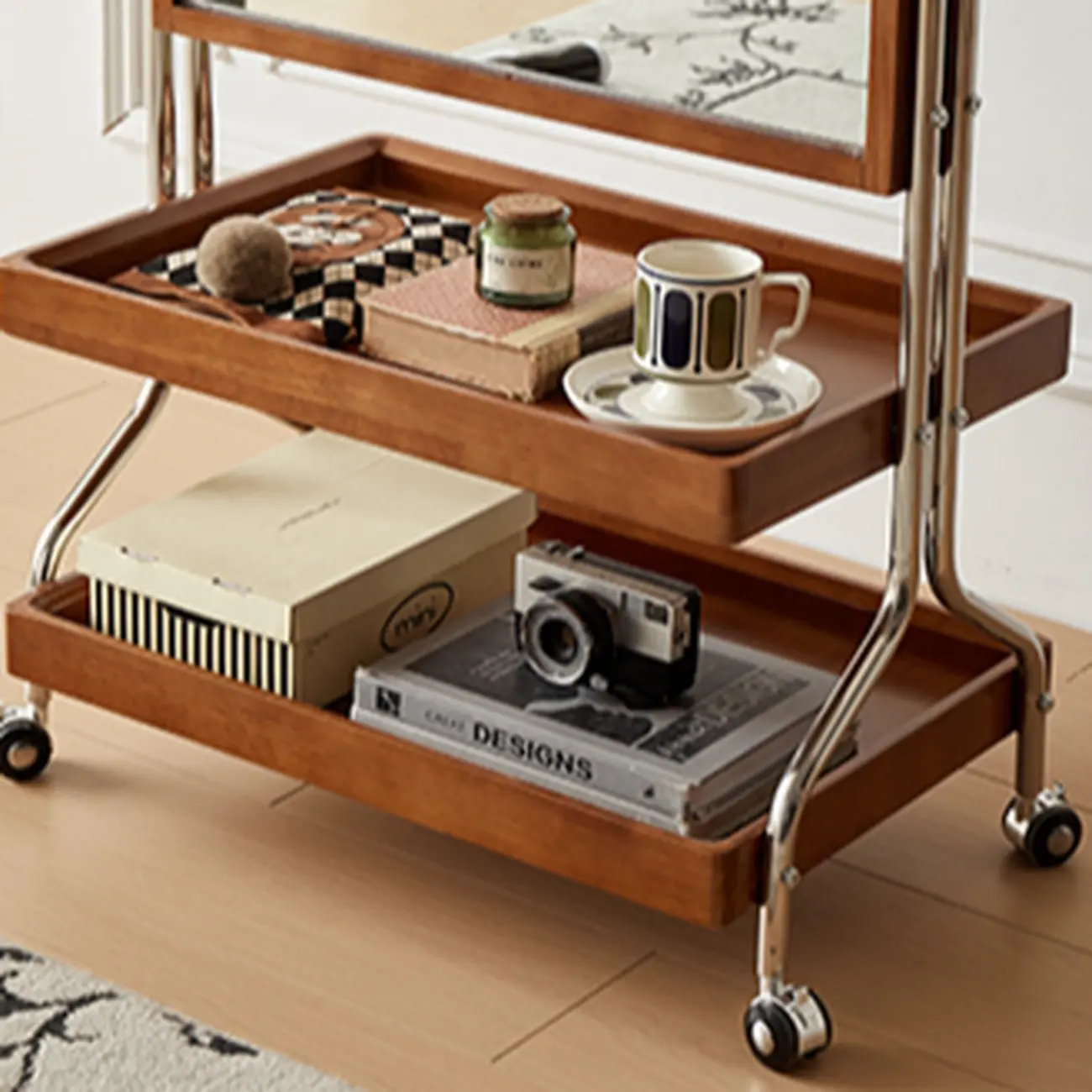 Modern Oak Wood Vertical Closed Back Bookcase