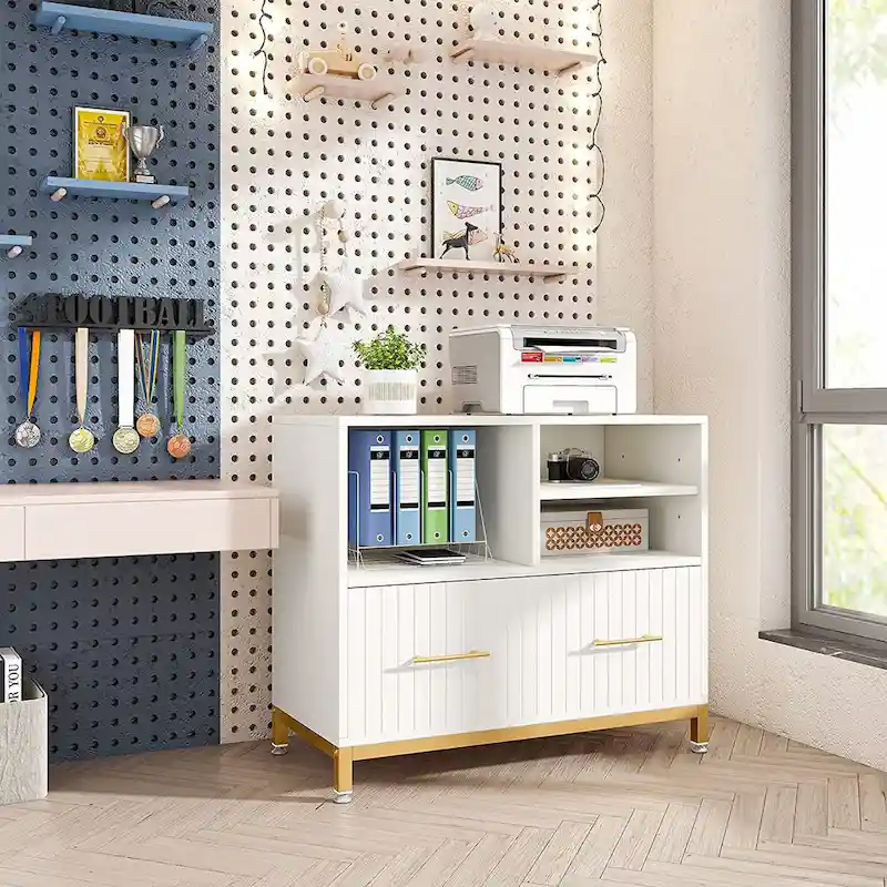 File Cabinet with Drawer – Letter/Legal/A4 Size, Adjustable Hanging Rod