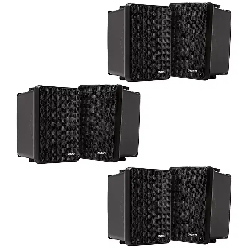 Kicker 46KB6B Black Indoor / Outdoor full-range, high-efficiency Speakers, Bundle - 6 Speakers