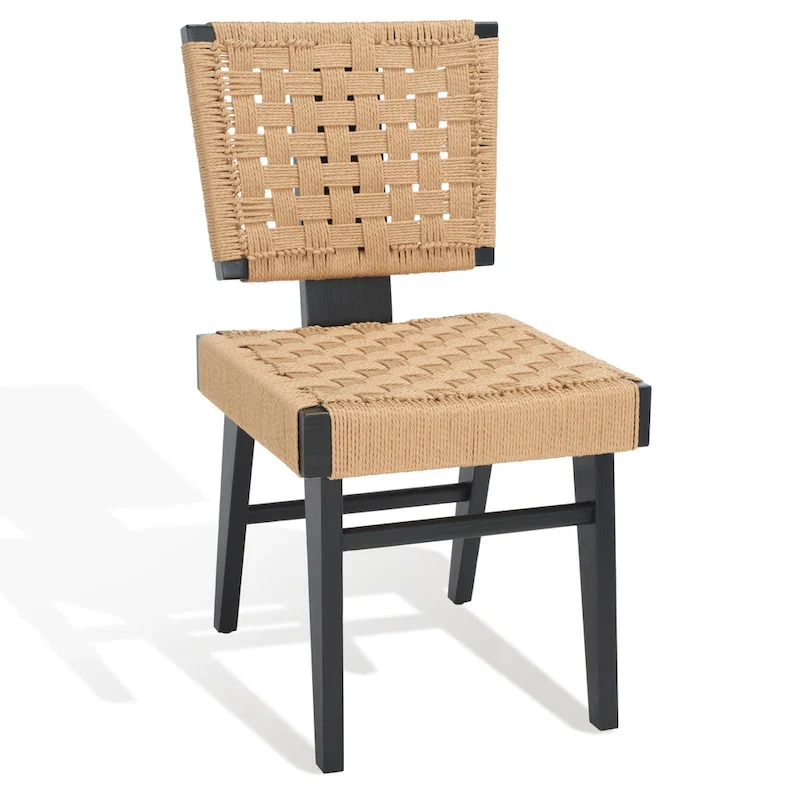Woven Dining Chair Set of 2 - Natural Rattan Armless