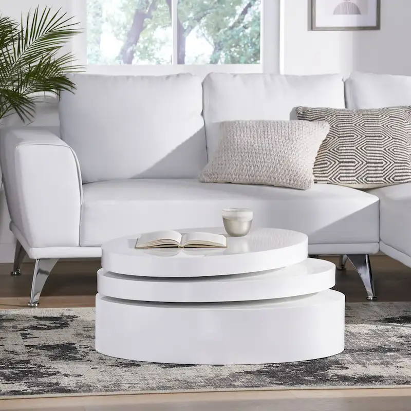 Small Oval Mod Rotatable Coffee Table