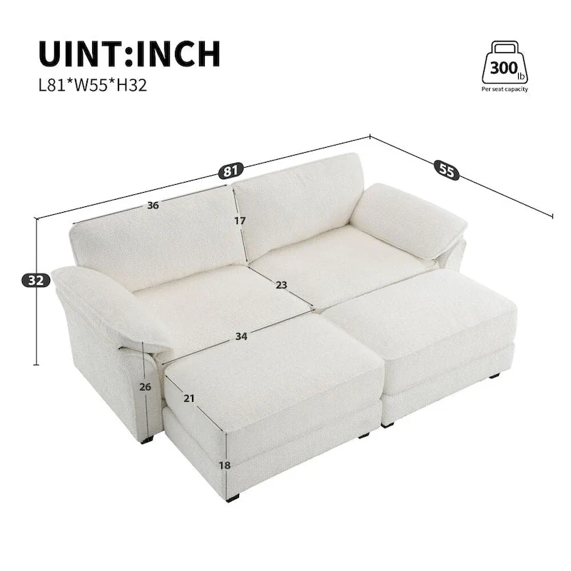 Combination Modular Convertible Sectional Sofa with Ottoman