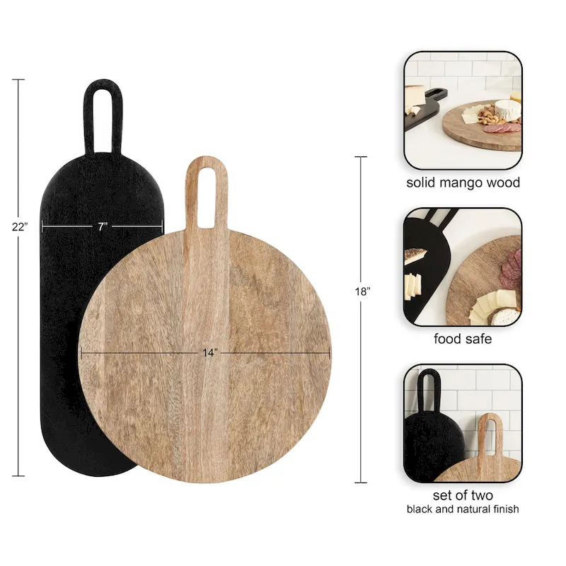 Kate and Laurel Staven 2 Piece Wood Serving Board Set