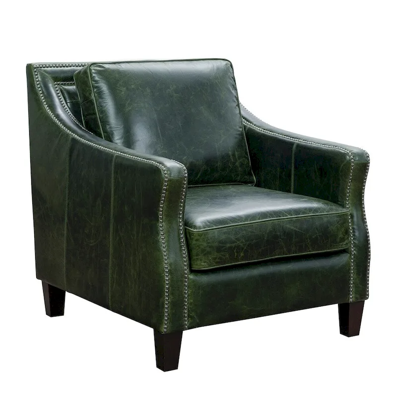 Essex Distressed Green Top Grain Leather Sofa, Loveseat and Chair Set