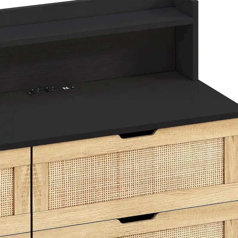 43-inch Wide 6-Drawer Dresser Cabinet with LED and Power Outlet