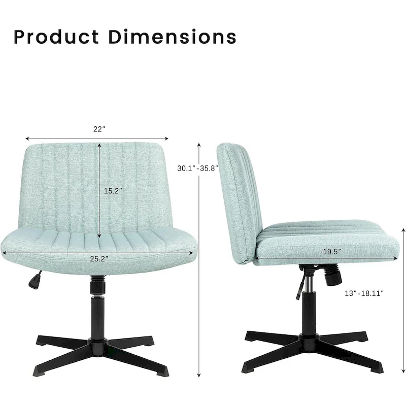 BOSSIN Criss Cross Chair Armless Office Desk Chair No Wheels,Fabric Padded Modern Swivel Vanity Chair office chair