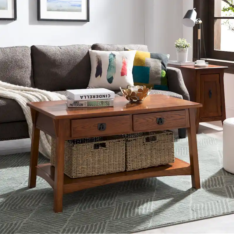 Two Drawer Coffee Table with Shelf