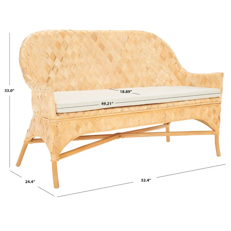 SAFAVIEH Marfisa Woven Sofa Bench - 52 W x 24 D x 33 H - 52Wx24Dx33H