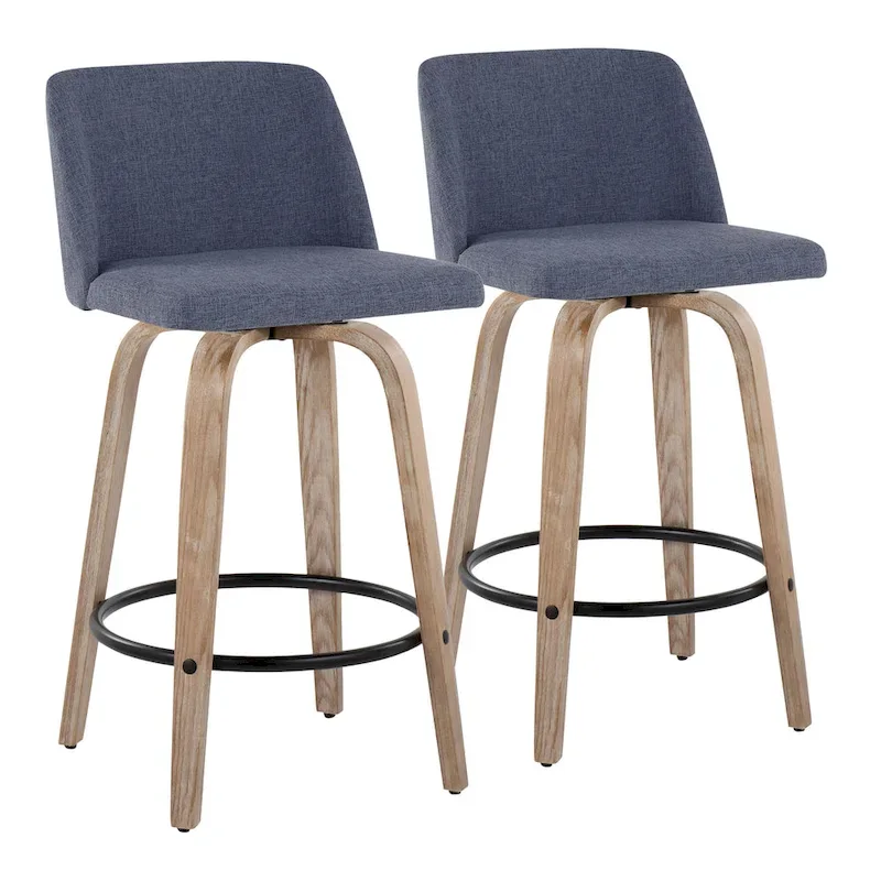 26 Fixed-Height Counter Stool With Whitewashed Wood Base (Set of 2)