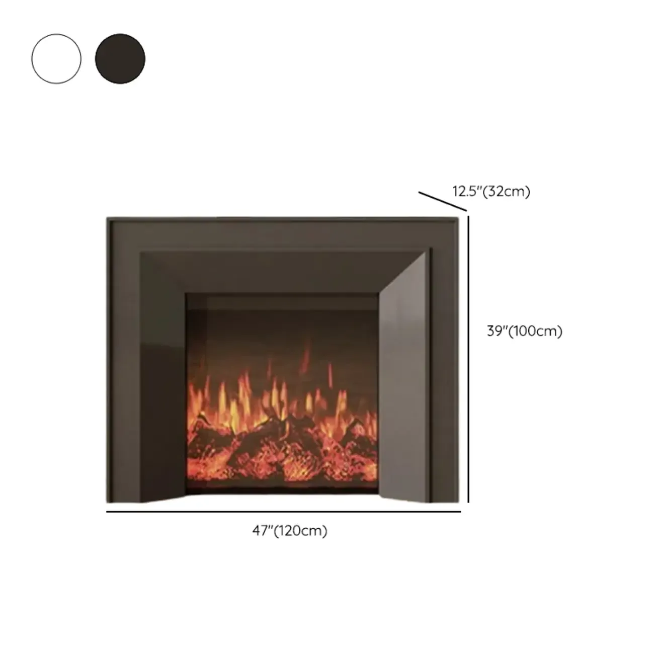 Rectangle White Solid Wood TV Stand with Fireplace & Lights