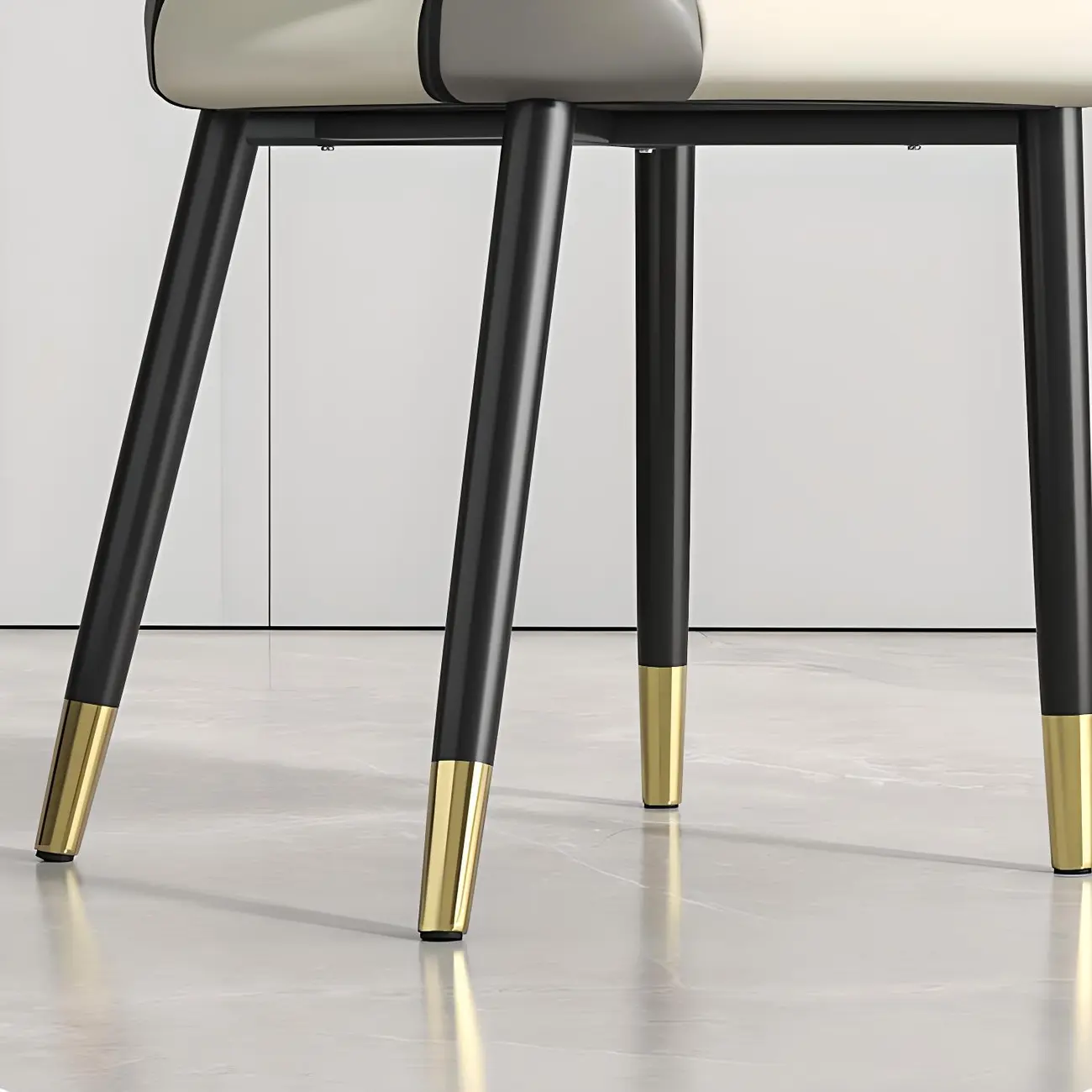 Faux Leather Wingback Metal Legs Dining Chairs